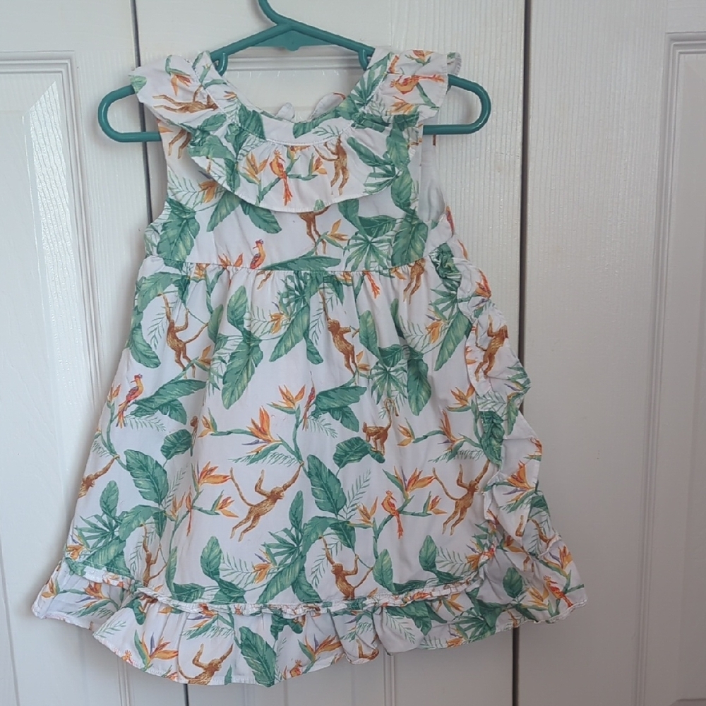 Janie and Jack White and Green Floral Dress